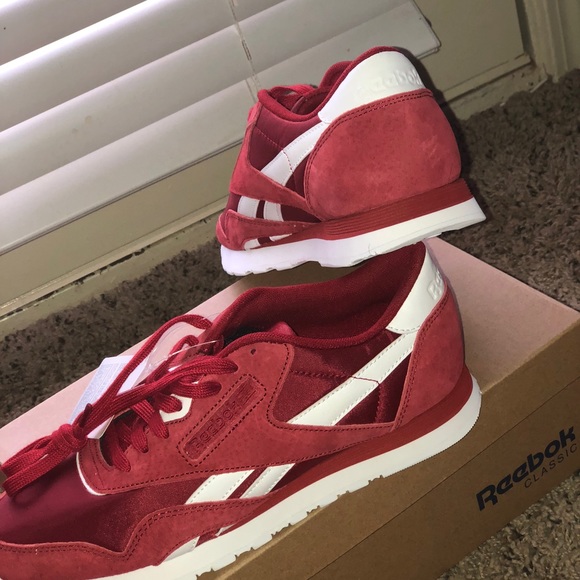 red nylon reebok classics